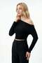 Long Sleeve Loose One Shoulder Low-Cut Bluz - 2