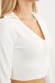 Polo Neck Zippered Crop Bodysuit - 6