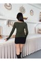 Meva Kayik Zero Collar Side Ruched Long Sleeve Stylish T-Shirt Bluz - 6