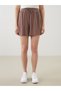 Two Mt Shop Quality Lcwaikiki Classic Brown Women's Shorts with Elastic Waist - 2