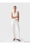 Trendlucky Women's Gabardine Trousers with Elastic Waist and Contrast Detail