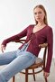 Wrapped Fabric Front Tie Cardigan