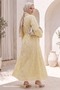 Embroidered Lined Yellow Dress - 4