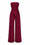 Women's Strapless Tie-Up Asymmetrical Cut Blouse and Wide Leg Pants