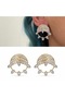 Gold Luxury Five Drop Stone Zircon Stainless Steel Earrings