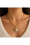 Accessory, Gold Women's Necklace with Steel Pearlescent Heart Charm