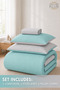 Stripe Reversible  Comforter Set- Ultra Soft  Microfiber Fabric, Soft Siliconized Fiber Filling - 3