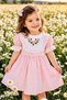 Girl's Baby Scalloped Flower Embroidery Lined Vintage Stylish Holiday Birthday Special Day Pink Dress - 3