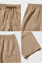 Men's Beige Cotton Linen Look Relaxed Shorts with Elastic Waist - 5