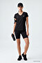 Black Basic Short Sleeve Standard Fit V-Neck Women's T-Shirt - 97145 - 3