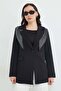 Scarf Detailed Shoulder Padded Blazer Jacket - 6