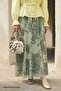 Shadow Flower Pattern Chiffon Satin Skirt Mint Green - 4