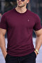 Men's Crew Neck Slim Basic Claret Red T-Shirt - 4