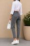 Mom Fit Jean High Waist Boyfriend Cut Lycra Acid Gray Women's Jeans C599-Karmelanj - 8