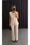 Women's Top and Bottom Set Stylish Vest and Pants Two-Piece Set with Button Detail - 5