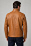 Taba Jady Men's Genuine Leather Coat with Collar Buckle - 3