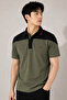 100% Cotton Men's Polo Collar T-shirt, Colorful Striped Short Sleeve Split Model, Mountain Logo Design - 2