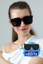 Women's Square Black Frame Black Glass Metal Detail Sunglasses