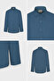 Men's Dark Petrol 100% Cotton Oxford Slim Fit Button-Down Collar Slub Shirt - 3