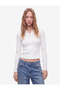 Cotton Slim Fit Zippered Long Sleeve Camisole Polo Neck T-Shirt - 3