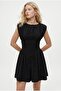 Women's Evora Waist Corset Detail Back Elastic Woven Short Black Dress - 2