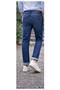 Men's Slim Fit Navy Blue Jeans – Folded Hem, Natural Wash - 7