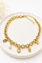 Gold Yellow Heart Pearl Rainbow Figured Chain Necklace (40+5cm) - 4