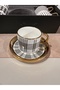 6-Piece Patterned Coffee Cup Set with Gold Decoration - 6