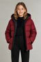 Girl's Burgundy Fleece Hooded Waterproof Wind Resistant Pocket Inflatable Winter Coat - 2