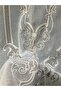 Linen Look Embroidered Panel Curtain Beige - 3