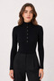 Women's Black Slim Fit Button Detailed High Neck Blouse - 4