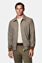 Shirt Collar Zippered Linen Blend Side Pocket Ribbed Seasonal Bomber Coat