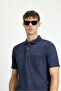 Regular Fit Cotton Pocket Polo Neck T-Shirt - 4