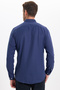 Men's Slim Fit Slim Fit Plain Oxford Embroidered Button-Down Collar Navy Blue Sports Shirt - 8