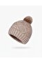 Women's Pompom Cotton Filay Beanie Fo 2654 Camel, with Shiny Yarn, Knitted Pattern, and Warm Winter Beanie - 2