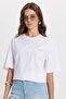 Women's oversized crew neck 100% cotton soft touch printed white t-shirt - 4