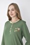 Green Yellow Floral Patterned Long Sleeve 100% Cotton Pajama Set – Relaxed and Comfortable Homewear - 5