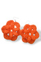 Pomegranate Flower Motif Knitted Soft Orange Earrings - 2