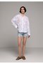 Boyfriend Fit Shirt Neck Jacquard Women's White Long Sleeve Shirt - 3