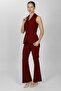 Shawl Collar Patchwork Vest Set 1536506-Burgundy - 1536506 - 3