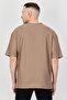 Men Crew Neck Short Sleeve Brand Logo T Shirt, Taupe - 3