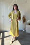 Draped Chest Detail Shirt Dress Mustard Set - 7