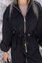 Black Parachute Fabric Top Zipper Suit - 5