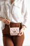 Women's Chain Strap Diamond Pattern Shoulder Crossbody Bag Powder - 2