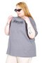 Mode XL Real Big Size Women's T-Shirt Bis Collar New York U26204 Fume - 4