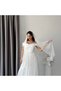 White Shoulder Scarf Detailed Lace Fabric Midi Evening Dress - 3