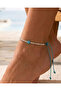 Turquoise Cube Stone Anklet, Hematite Anklet, Water Resistant Foot Bracelet, Gift Women's Jewelry, Adjustable