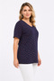 Women's Plus Size Navy Blue, V-Neck Floral Patterned Blouse 65N39484 - 5