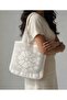 Handmade, White 100% Cotton Yarn Summer Floral Lace Lined Women's Shoulder Bag2, Gift - 5