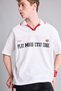 100% Cotton Loose Fit Polo Collar Slogan Printed Short Sleeve Polo T-Shirt G4274Ax26Sm